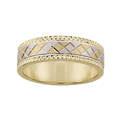 Argolla Combinada en Oro 14k con Rombos