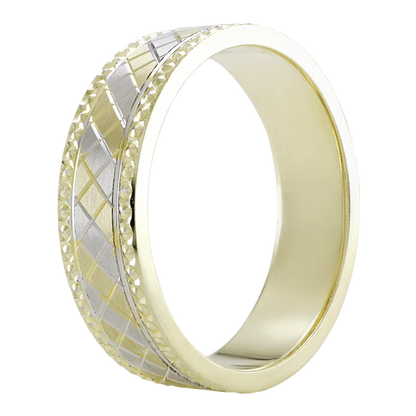 Argolla Combinada en Oro 14k con Rombos