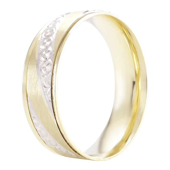 Argolla Combinada en Oro de 14k con Circonias