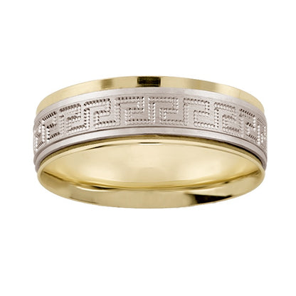Argolla Combinada en Oro de 14k con Grecas