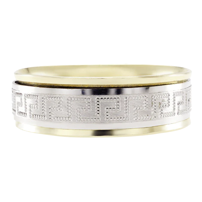 Argolla Combinada en Oro de 14k con Grecas