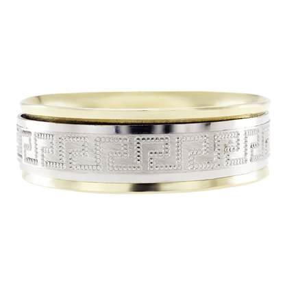 Argolla Combinada en Oro de 14k con Grecas