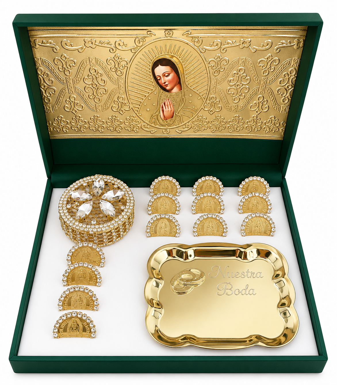 Arras Matrimoniales en Chapa de Oro con Cristales con Estuche