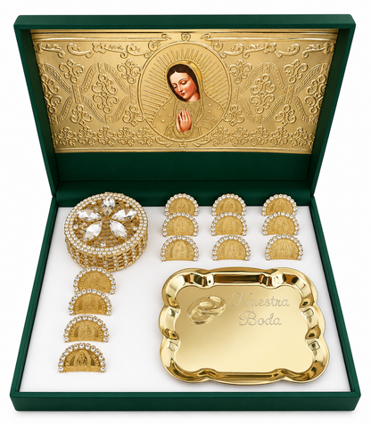 Arras Matrimoniales en Chapa de Oro con Cristales con Estuche