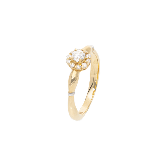 SOLITARIO ORO 14K ROSETA ZIRCONIA