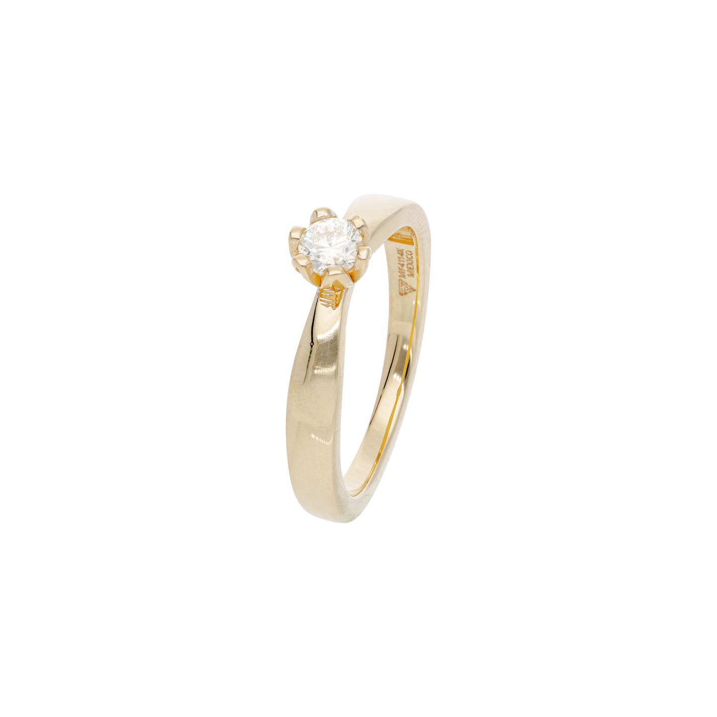 SOLITARIO ORO 14K ZIRCONIA 6U