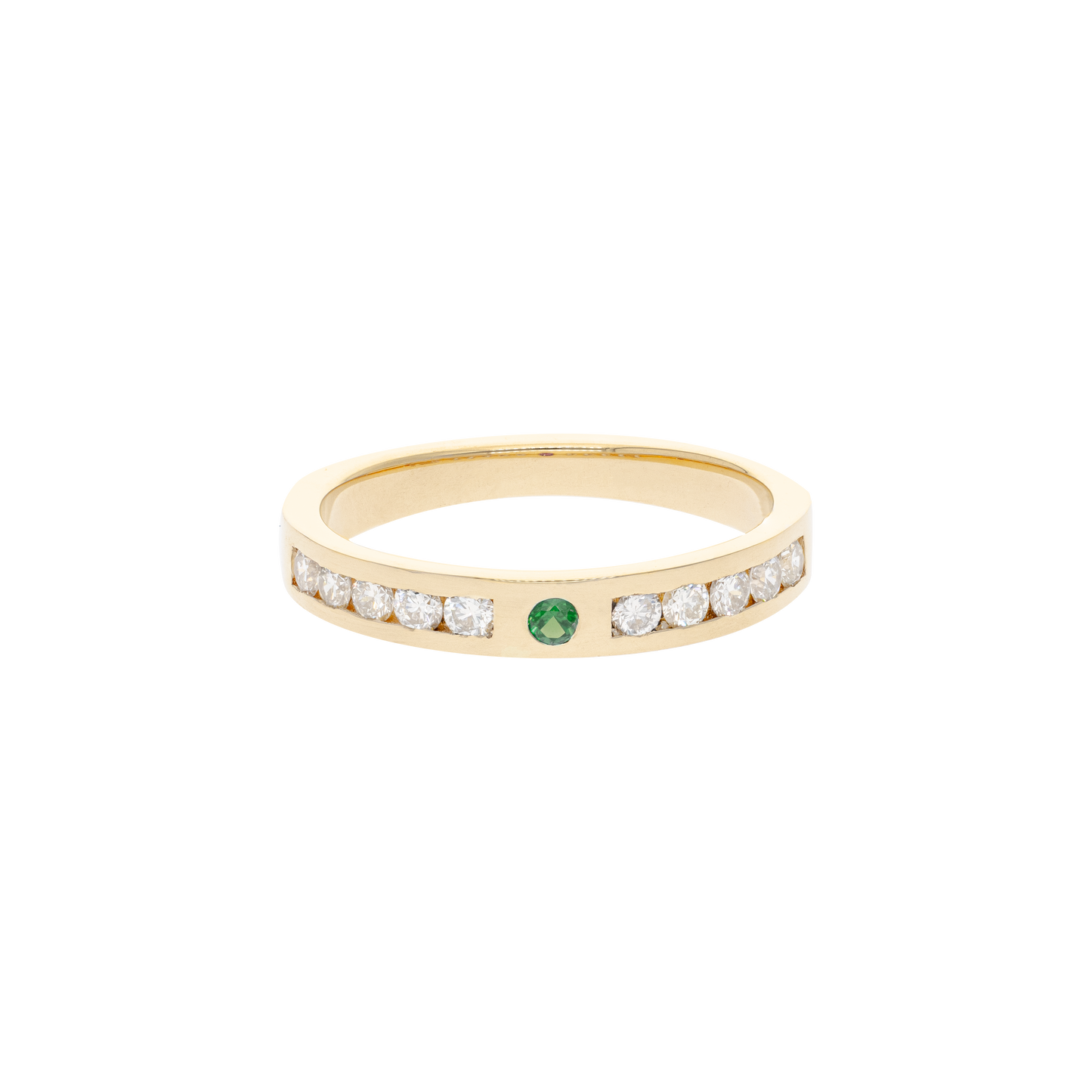 ANILLO ORO 14K ESMERALDA/ZIRCONIAS