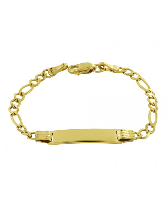 Esclava Con Placa Estilo Fígaro En Oro de 10k y 14k