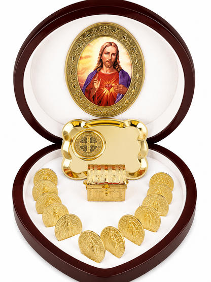 Arras Matrimoniales en Chapa de Oro con Estuche de Corazón