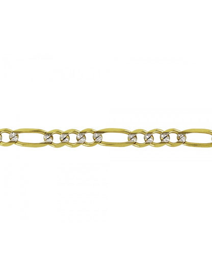 Cadena Estilo Fígaro 3X1 Pave En Oro De 10K y 14K