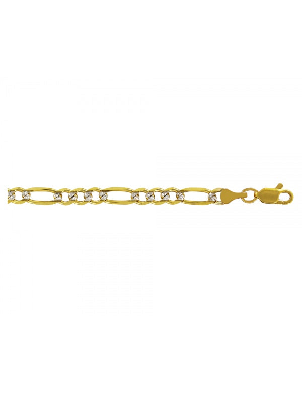 Cadena Estilo Fígaro 3X1 Pave En Oro De 10K y 14K