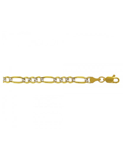 Cadena Estilo Fígaro 3X1 Pave En Oro De 10K y 14K
