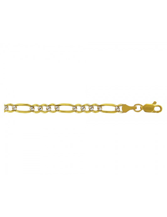 Cadena Estilo Fígaro 3X1 Pave En Oro De 10K y 14K