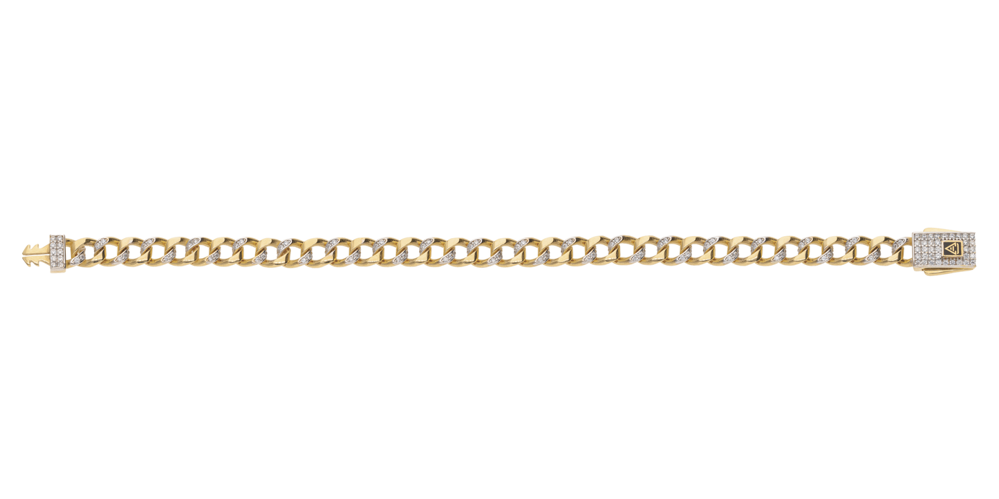 Pulsera Cubana en Oro de 10k y 14k con Circonias