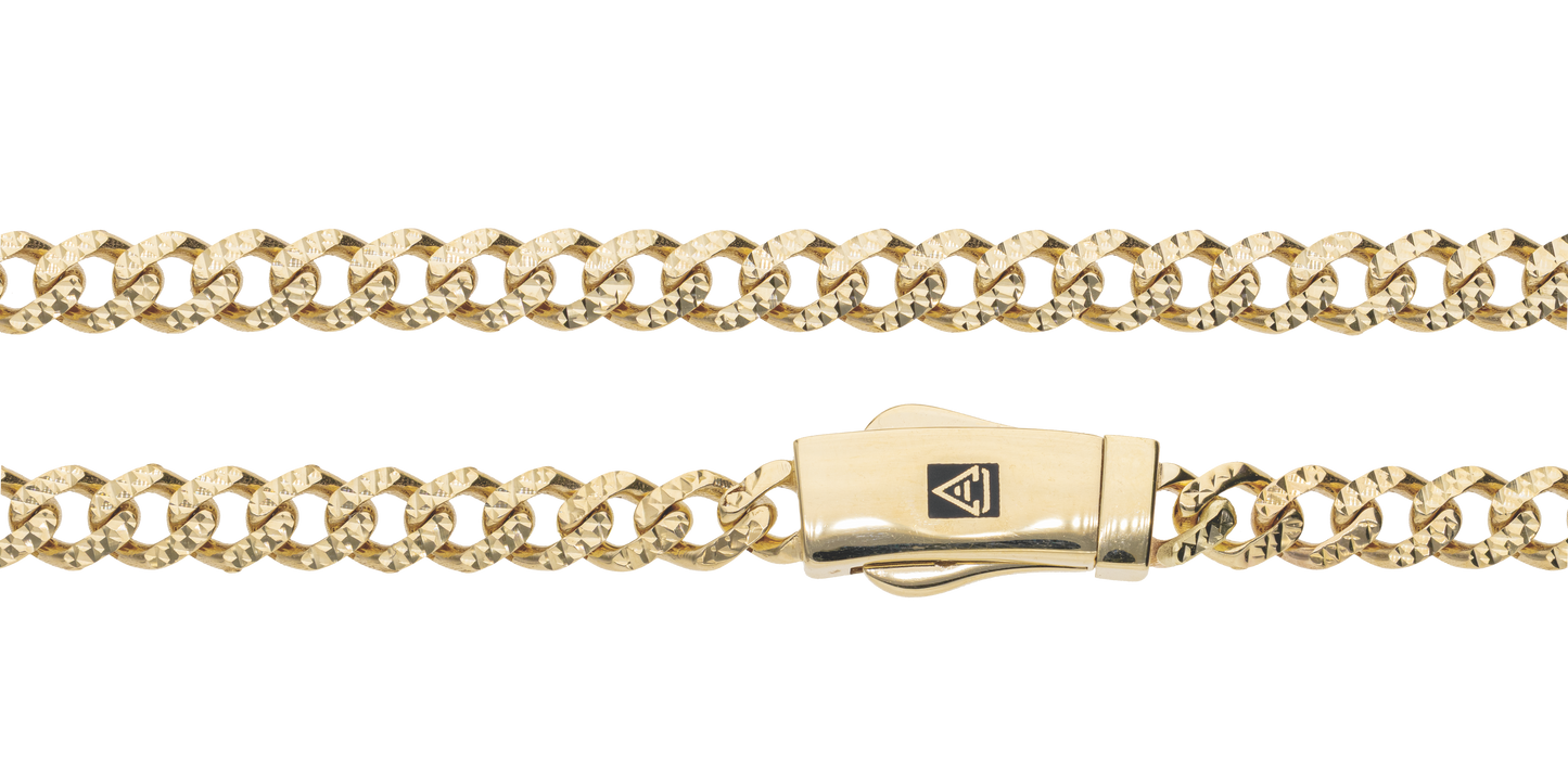 Cadena Cubana Diamantada en Oro de 10k y 14k