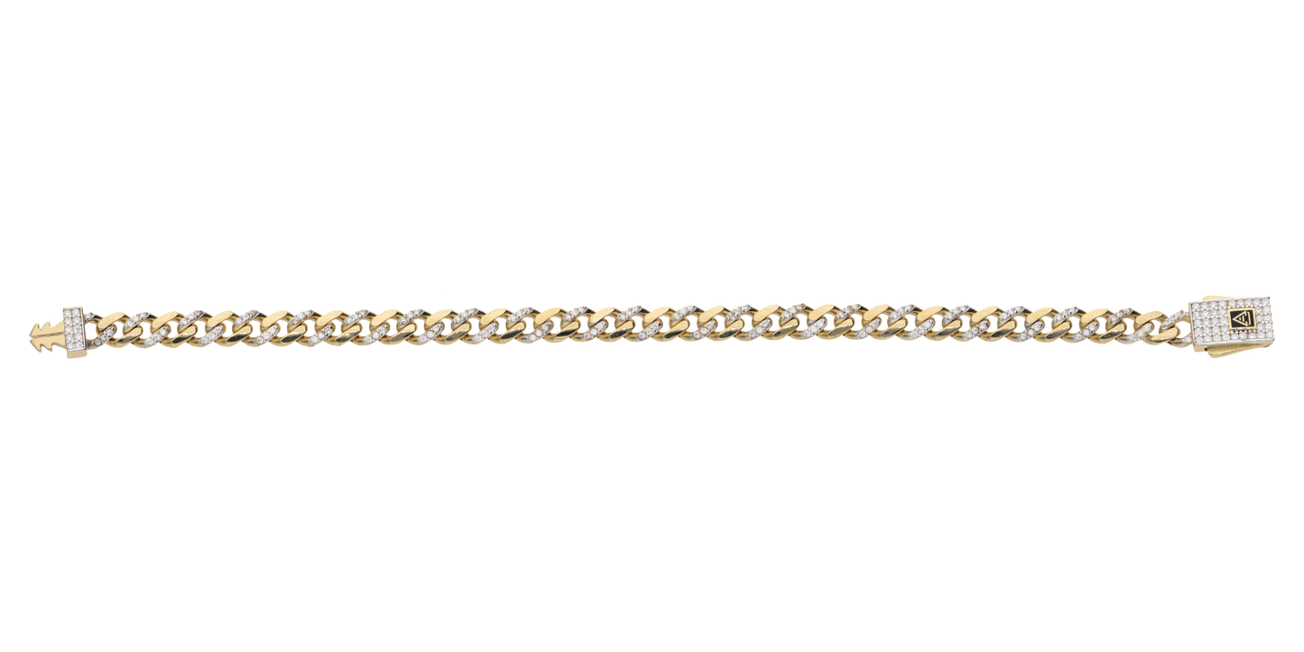 Pulsera Cubana en Oro de 10k y 14k con Circonias