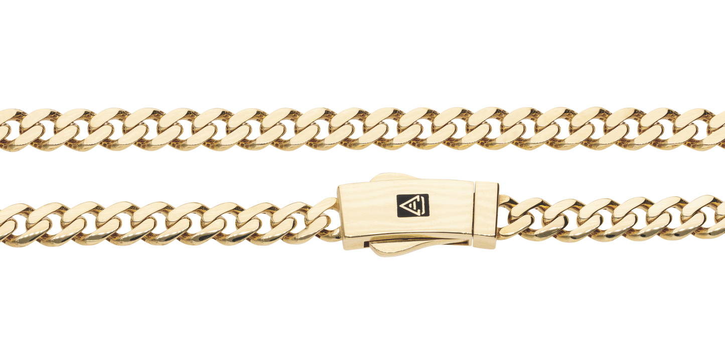Cadena Cubana Lisa en Oro 10k y 14k