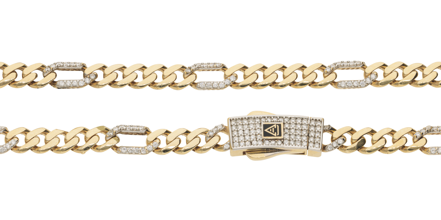 Cadena de Eslabones 5mm en Oro 10k y 14k con Circonias