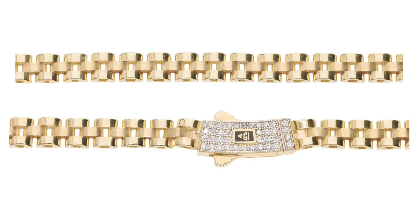 Cadena de Eslabón Cuadrado doble 5.3mm en Oro 10k y 14k con Circonias