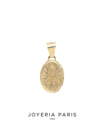 Medalla del Sagrado Corazón de 12mm en Oro 10k y 14k