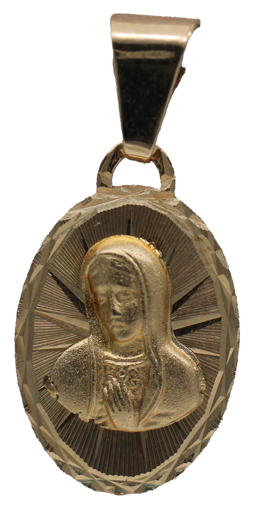 MEDALLA VIRGEN BUSTO ORO 10-14K OVALADA