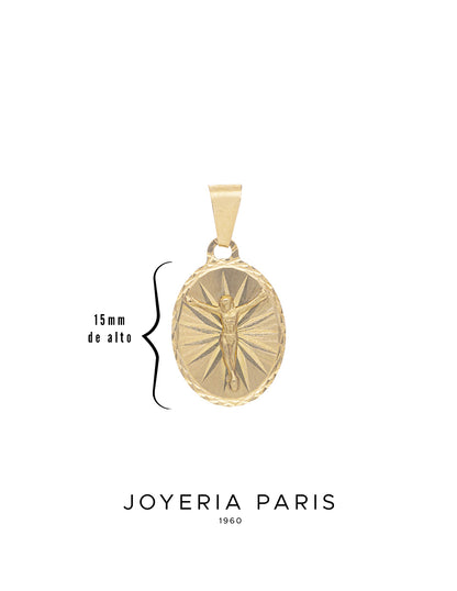 Medalla Cristo de 15mm en Oro 10k y 14k