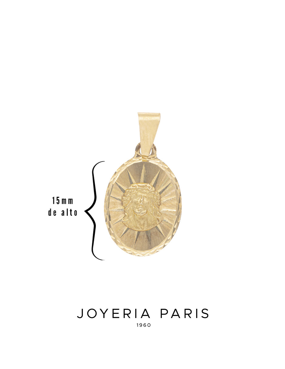 Medalla Ovalada Divino Rostro 15mm en Oro 10k y 14k