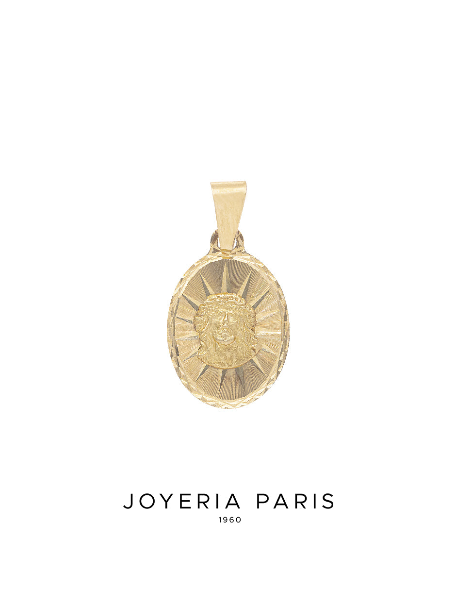 Medalla Ovalada Divino Rostro 15mm en Oro 10k y 14k