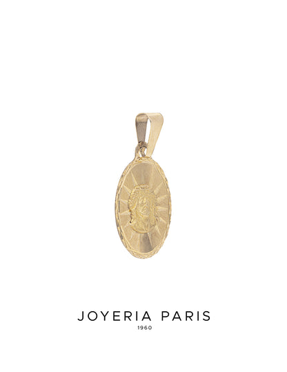 Medalla Ovalada Divino Rostro 15mm en Oro 10k y 14k