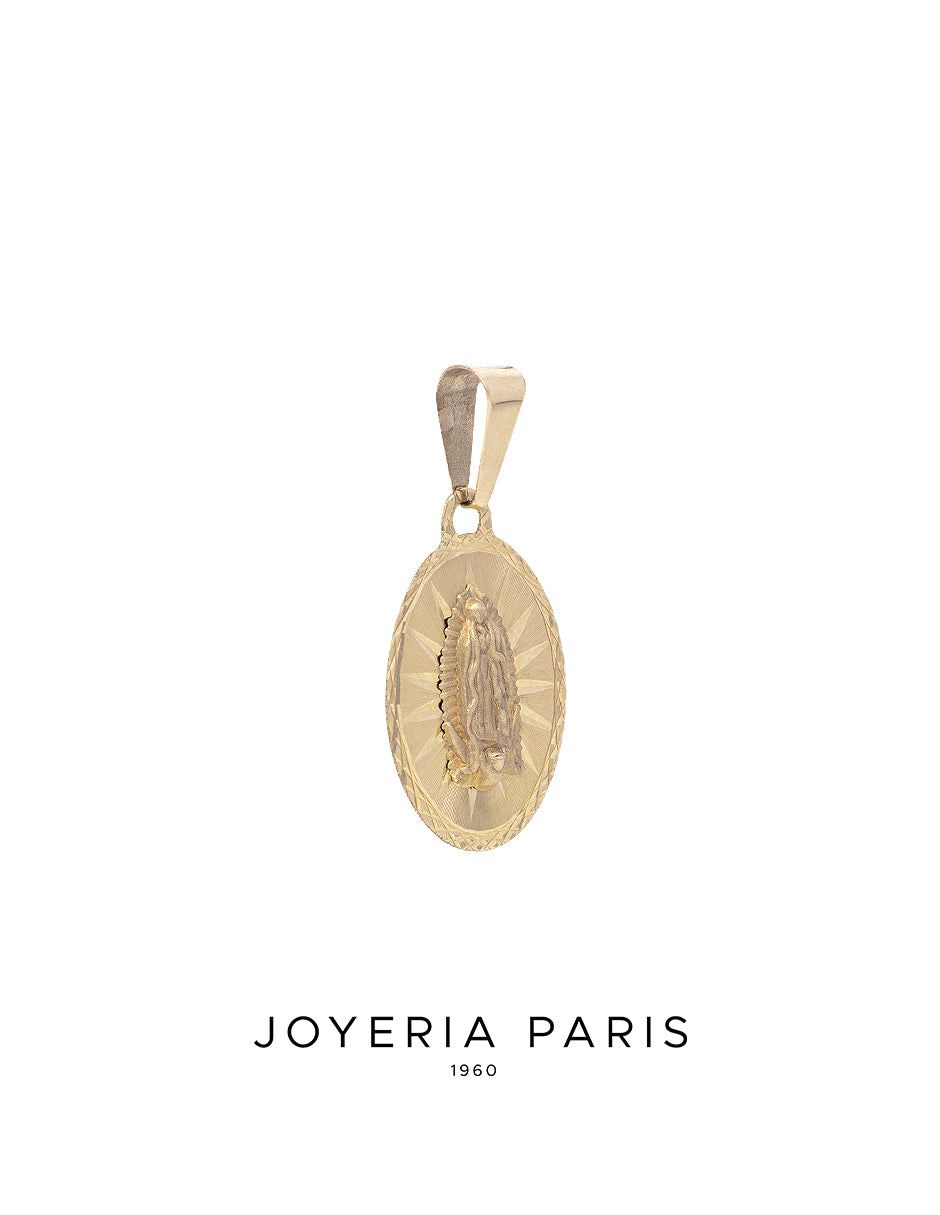 Medalla Virgen de Guadalupe Ovalada 15mm en Oro 10k y 14k