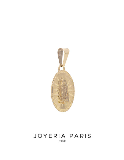 Medalla Virgen de Guadalupe Ovalada 15mm en Oro 10k y 14k