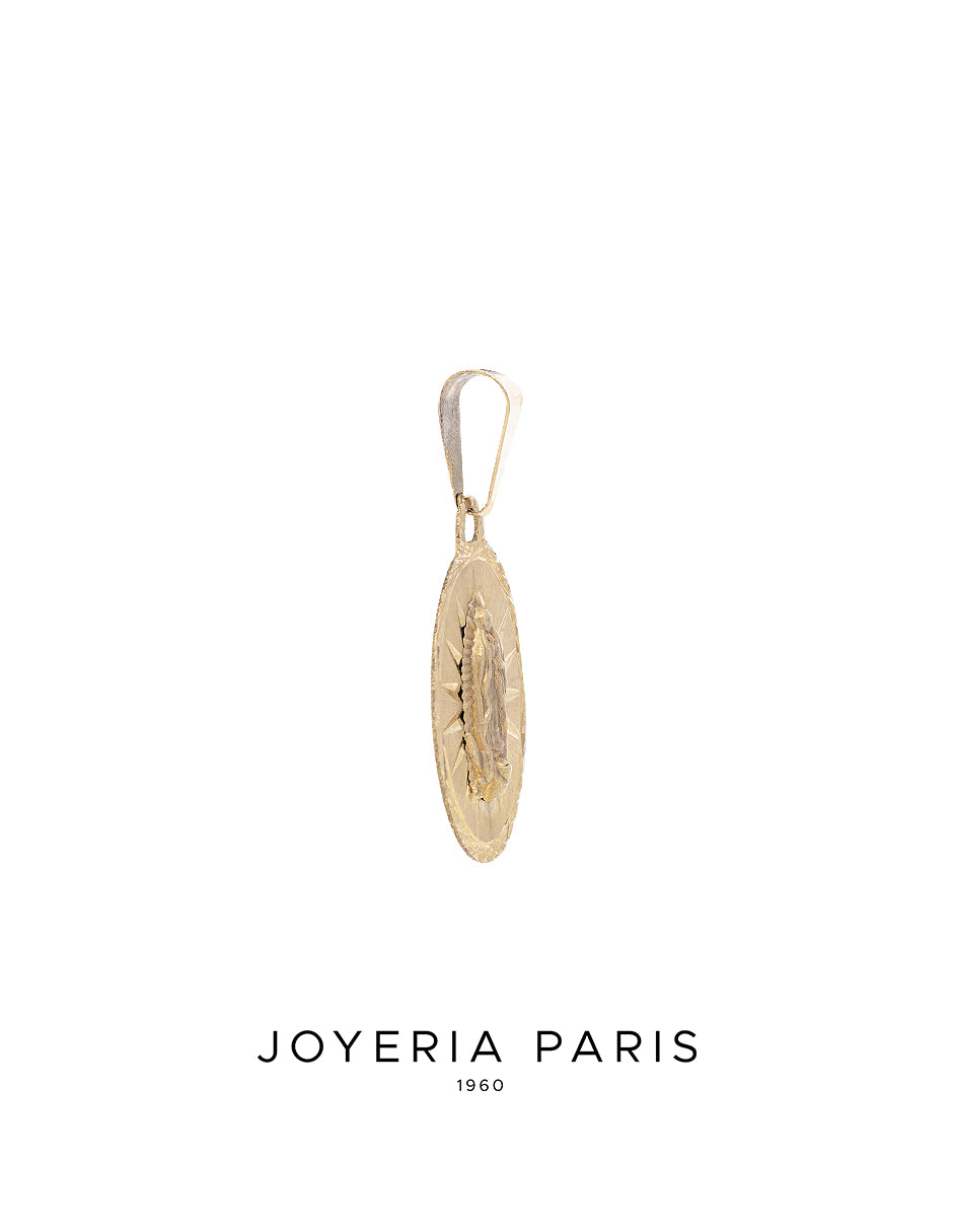 Medalla Virgen de Guadalupe Ovalada 15mm en Oro 10k y 14k