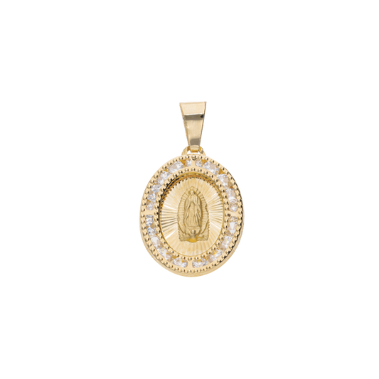 Medalla Virgen de Guadalupe en Oro de 10k y 14k con Circonias