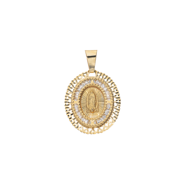 Medalla Virgen de Guadalupe en Oro 10k y 14k con Circonias