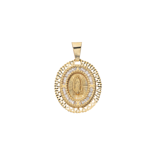 Medalla Virgen de Guadalupe en Oro 10k y 14k con Circonias
