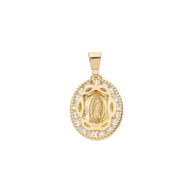 Medalla Virgen de Guadalupe en Oro de 10k y 14k con Circonias