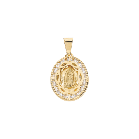 Medalla Virgen de Guadalupe en Oro de 10k y 14k con Circonias