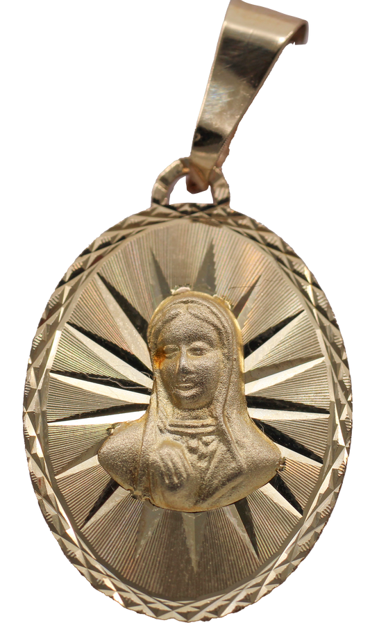 MEDALLA VIRGEN BUSTO ORO 10-14K OVALADA