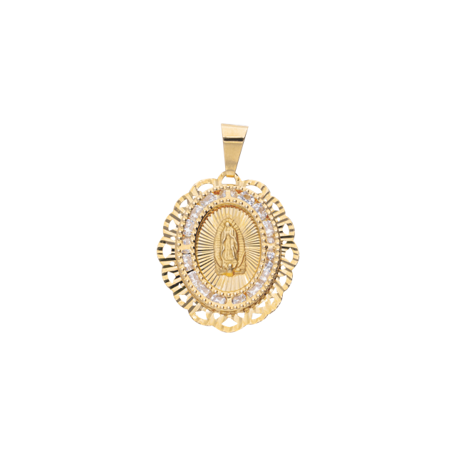 Medalla Virgen de Guadalupe en Oro 10k y 14k con Circonias