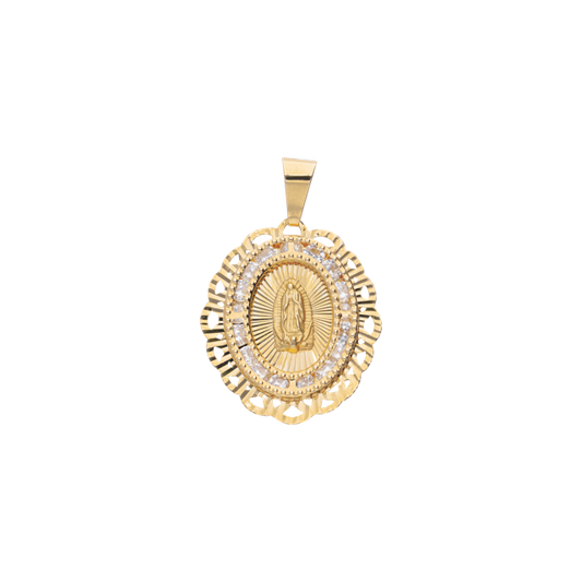 Medalla Virgen de Guadalupe en Oro 10k y 14k con Circonias