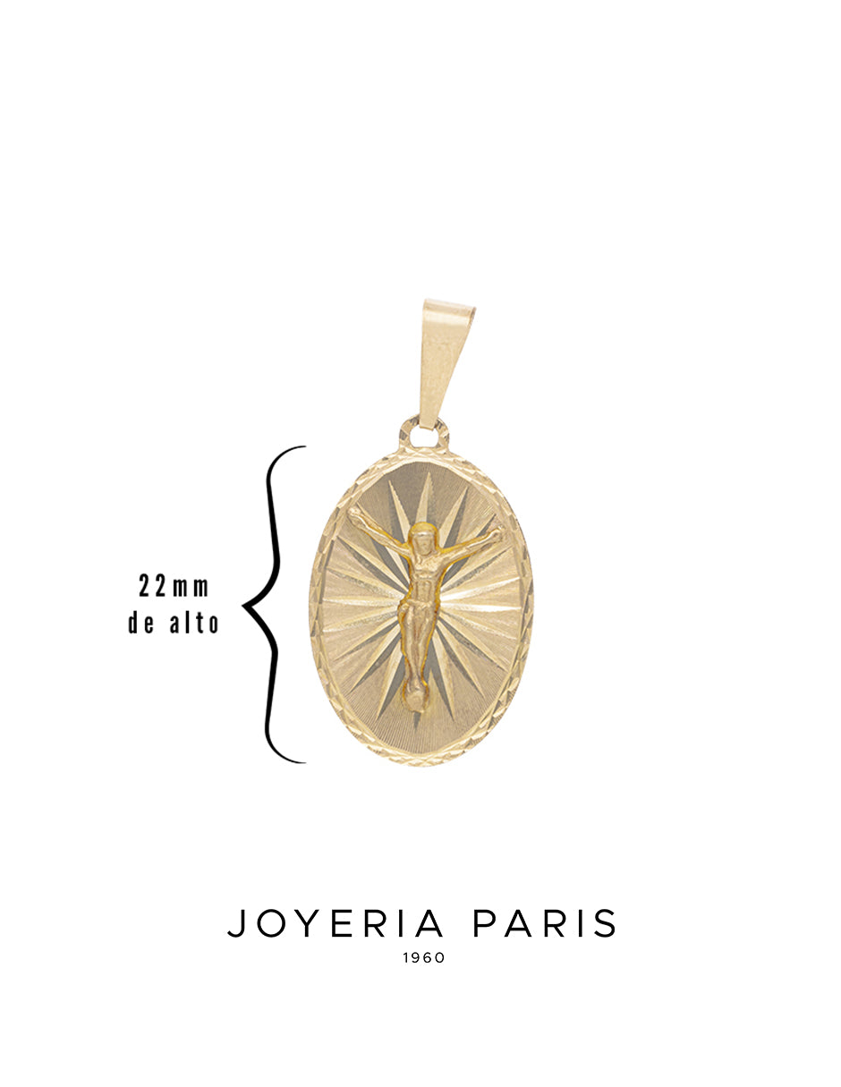 Medalla Cristo Ovalada 22mm en Oro 10k y 14k