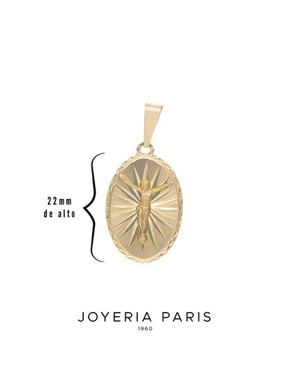 Medalla Cristo Ovalada 22mm en Oro 10k y 14k