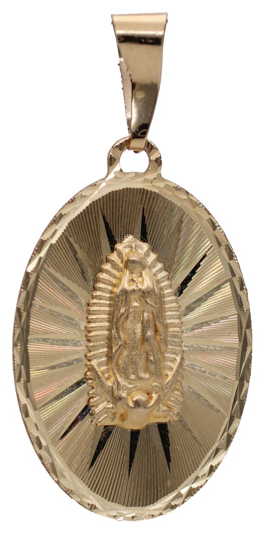 MEDALLA VIRGEN GUADALUPE ORO 10-14K OVALADA