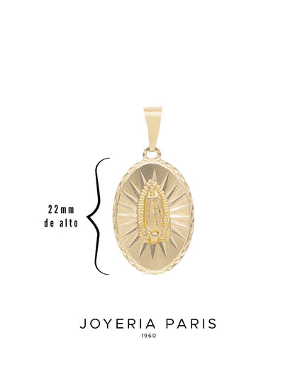 Medalla Virgen de Guadalupe 22mm en Oro de 10k y 14k