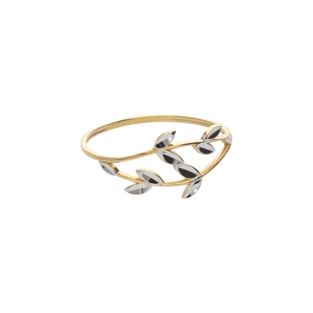 Anillo de Hojas Bicolor en Oro de 10k y 14k