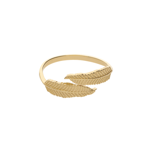 Anillo de Oro 10k y 14k con Diseño de Dos Hojas