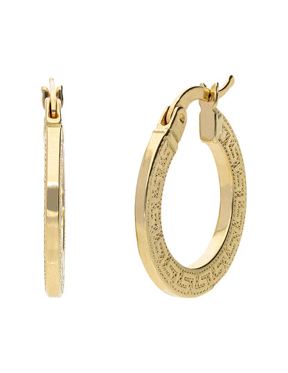 Arracadas de Tubo con Diseño de Grecas en Oro de 10k y 14k