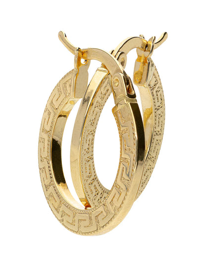 Arracadas de Tubo con Diseño de Grecas en Oro de 10k y 14k