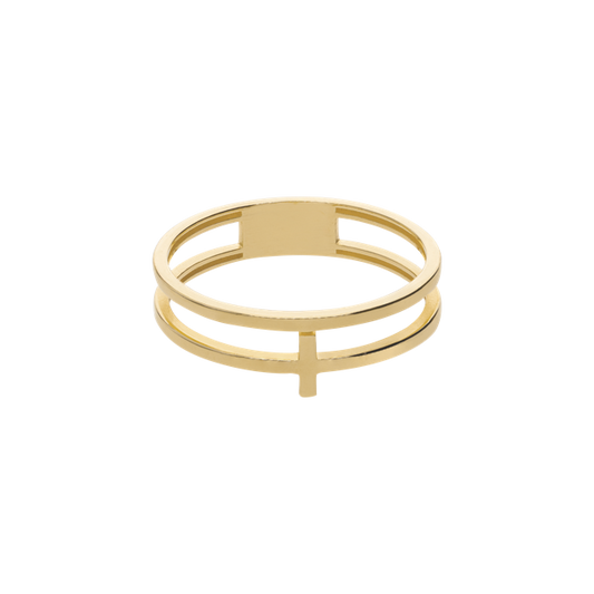 Anillo Doble Línea Minimalista en Oro de 10k y 14k