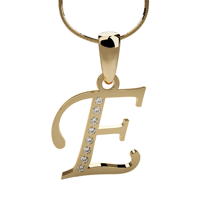 INICIAL ORO 14K LETRA "E" CON ZIRCONIA